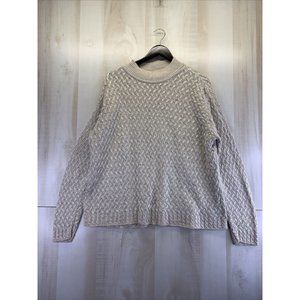 Vintage 1980-90s Cotton Forever USA Made Cream Knit Sweater Womens XL-6854